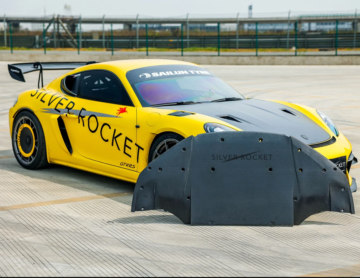 Silver Rocet SR Ultra Downforce Front Dry Carbon Fiber Aeroshield (Porsche 718 GT4 RS)