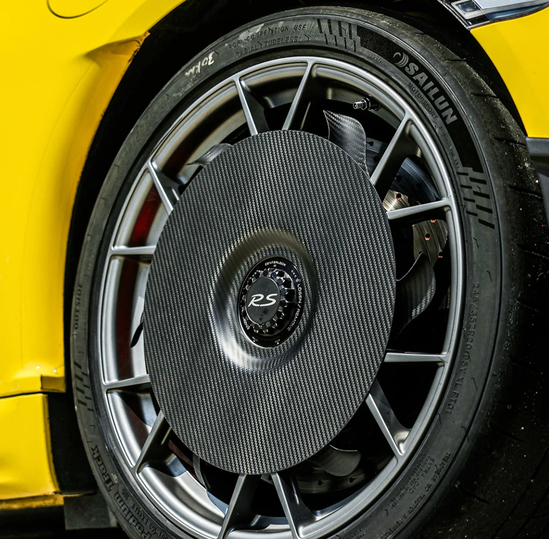 Silver Rocket (SR) Dry Carbon Fiber Turbofan Aerodisc Pro (For Aluminum Front Rims) Porsche 718 GT4RS / Spyder RS